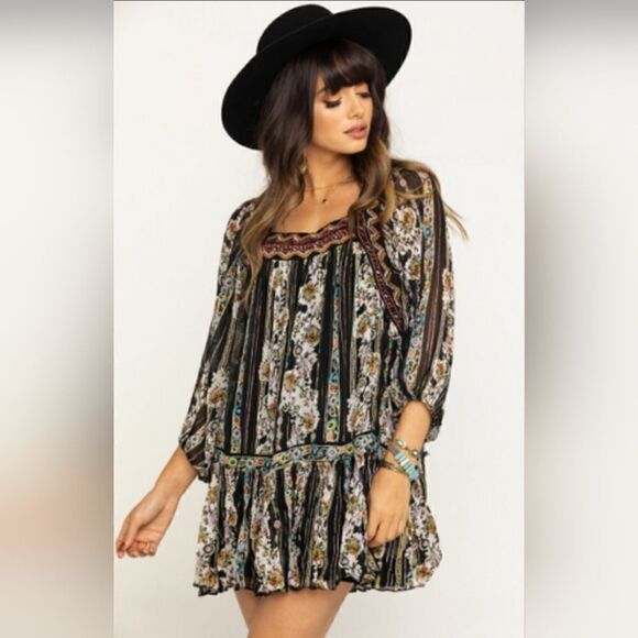 Free People Dance Magis Tunic Dress Size XS Bohemian Western Rodeo - Picture 1 of 7